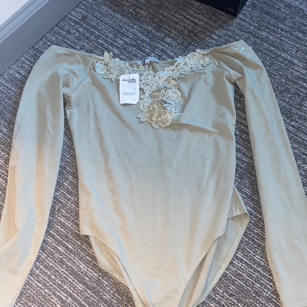 Green lace body suit